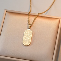Collar con Colgante de Acero Inoxidable con Caligrafía Religiosa de Alá, Joyería de Moda Musulmana Islámica Árabe, para Eid y Ramadán, Venta al por Mayor para Hombres y Mujeres