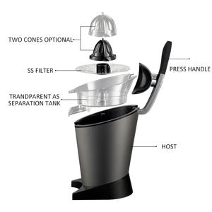 Exprimidor Eléctrico de Cítricos, Construcción de Acero Inoxidable, Libre de BPA, Diseño Portátil, 300W de Alta Eficiencia para Naranja y Limón - Product Image 5