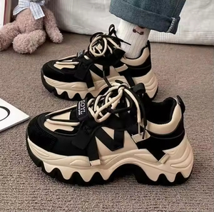 Zapatillas Deportivas Casuales con Cordones para Mujer, Novedad de Verano, Suela Gruesa, Color Negro - Product Image 1