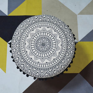 Living Room Bedroom Fabric Ottoman Pouf Round Lounge <strong>Chair</strong> <strong>High</strong> Quality <strong>Space</strong> <strong>Saver</strong> Wooden Stool - Product Image 3