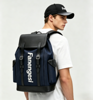 Nouveau Sac à Dos Homme Tendance Rétro pour Ordinateur Portable et Voyage, Grande Capacité, Imperméable en PU, Fermeture Éclair, Polyester – Collection Été