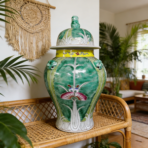 Vase chinois en céramique de porcelaine, motif Bok Choy, peint à la main, pot décoratif pour la pièce, pot à gingembre - Product Image 6