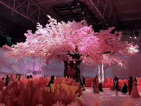 2025 personnalisé grand extérieur blanc rose Sakura fleur artificielle soie fleur de cerisier arbre pour bar décor