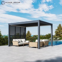 Aanpasbare aluminium pergola met lamellenoverkapping - weerbestendig voor achtertuin & tuinpaviljoen