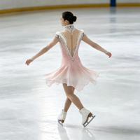 Robe de patinage artistique rose à col haut et manches longues, en tissu maillé avec strass pour enfants et adultes, pour compétitions et spectacles sur glace