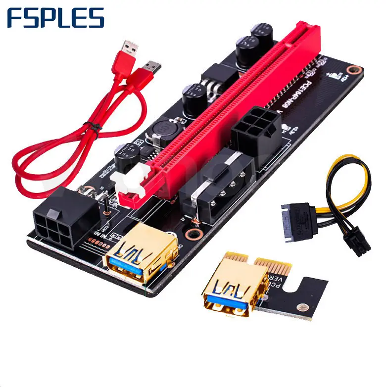 Pcie Ver 009 009S Pci-E 6pin Express 1 X Om 16 X Extender Pci E X16 Usb 3.0 Gpu riser Card