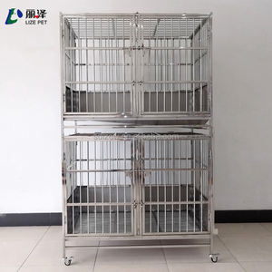 Gabbia <span class=keywords><strong>per</strong></span> <span class=keywords><strong>Cani</strong></span> Grande e Robusta in Acciaio Inox Pieghevole con Drenaggio, Gabbia <span class=keywords><strong>per</strong></span> Animali da Esterno a Due Piani con 4 Porte - Product Image 3