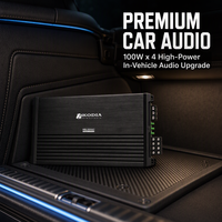 Amplificateur audio de voiture haute performance 4 canaux RMS 100W |   Circuit imprimé double couche en aluminium de classe AB avec amplificateur multicanal à rapport signal/bruit élevé