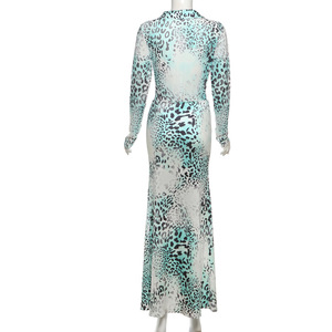 ชุดเซ็ต 2 ชิ้น เสื้อครอปคอวีลึกสำหรับผู้หญิงและบอดี้สูทลายเสือดาวเข้ารูป ชุดเดรสยาวเซ็กซี่ แฟชั่น - Product Image 5