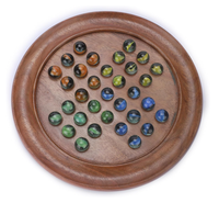 Jeu de solitaire classique en bois avec billes en marbre polies, fait main, pour un joueur, thème Amour, jeu de réflexion, art de table