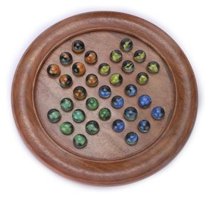 Классическая деревянная настольная игра «Солитер» с полированными мраморными шариками, ручной работы, для одного игрока, с любовной тематикой, головоломка, развивающая мышление - Product Image 1