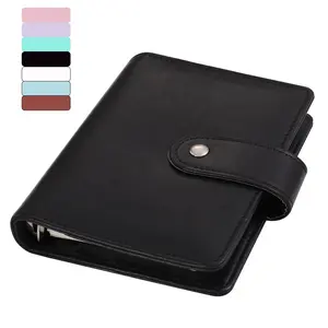 Classeur portefeuille Portable à 6 anneaux, noir, rose, blanc, marron, bleu sarcelle, A7, macaron, avec enveloppes, autocollants et feuilles disponibles