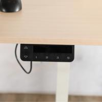 Elektrisch verstelbaar ergonomisch zit-sta bureau met USB-poorten, hoogteverstelbaar, stalen houten blad, kantoorcomputerbureau (groothandel)