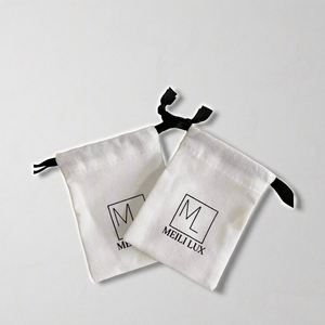 Pochette en coton et lin personnalisée colorée avec logo imprimé, sac d'emballage à cordon pour bijoux et maquillage - Product Image 5