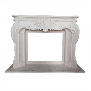 कस्टम आकार आधुनिक ग्रे संगमरमर के फायरप्लेस चारों ओर नक्काशीदार पुष्प पैटर्न पत्थर मैटल वाटरप्रूफ, बाथरूम विला के लिए टिकाऊ - Product Image 1