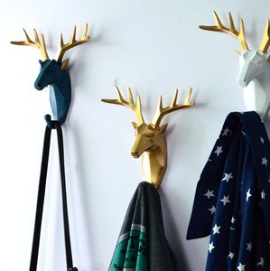 <span class=keywords><strong>Tête</strong></span> de cerf en résine écologique créative, fixation murale, design moderne, clé de manteau et crochets à vêtements de style animal sans poinçon - Product Image 5