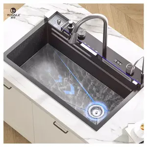 Torneira de peixe voador integrada pia de cozinha pia de cachoeira pia de cozinha digital inteligente