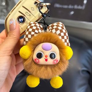 Porte-clés en fausse fourrure, joli breloque de sac en forme de boule, pendentif pelucheux de dessin animé pour femmes et filles - Product Image 4