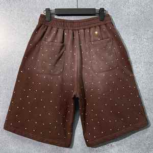 Shorts en coton épais <span class=keywords><strong>d</strong></span>élavé style vintage avec strass, shorts de survêtement <span class=keywords><strong>d</strong></span>élavés à l'acide, logo personnalisé, ensemble baggy pour homme, collection été - Product Image 2