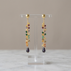 Handmade Natural Amethyst Quartz Gemstone Earring Gold Plated Pear Shape Fashionable Beaded <b>Rosary</b> Chain Anniversary Gift - Product Image 2
