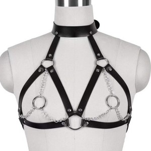Hot-selling European and American cross-border PU bondage belt with metal <b>chain</b>, sexy chest binder, <b>waist</b> belt, and integrated - Product Image 5