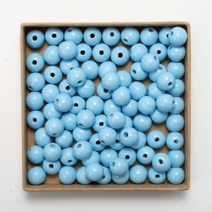 Perles rondes colorées en bois de lotus de 14 mm du fabricant original <span class=keywords><strong>DJ</strong></span>, accessoires DIY pour enfants avec cordon en jute et pompon - Product Image 2