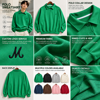 Sweat-shirt polo surdimensionné à logo brodé personnalisé, manches longues, unisexe, décontracté, streetwear, fabricant de vêtements en gros