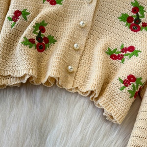 <span class=keywords><strong>Pull</strong></span> court en tricot pour <span class=keywords><strong>femme</strong></span> brodé de fleurs, tendance automne/hiver - Product Image 5