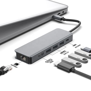 <span class=keywords><strong>Hub</strong></span> multifonctionnel en aluminium Type-C 10 ports 4K HDTV pour <span class=keywords><strong>2</strong></span>.0 VGA USB 3.0 Gigabit Ethernet PD Charging Sd Card MacBook Pro - Product Image 1