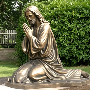 Jardin moderne Antique Grand Laiton Jésus Christ Cour Banc Méditation Statue Grand Or Bronze Jésus Agenouillé Statue Sculpture - Product Image 5