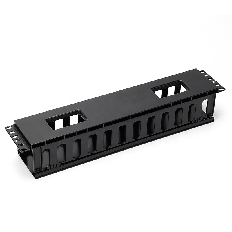 Black Network Rack Cable Management with 1U 19" Plastic Cable Management Rack