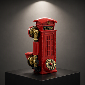 Inglese britannico London Street Red Telephone Booth Poli Resina banca Dei Soldi Piggy - Product Image 1