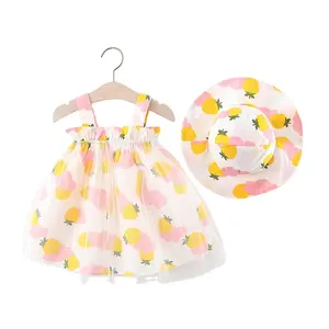 Zomer Nieuwe Vrouwelijke Baby Kleine Verse Fruitrok 1234 Jaar Oude Baby Sling Rok Stuur Hoed