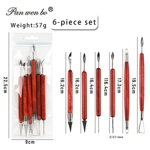 Outils de sculpture en argile Panwenbo, 6 ensembles d'outils en bois à double tête, couteaux à dentelle, outils de sculpture en céramique DIY - Product Image 2