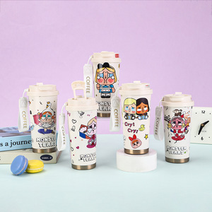 Monster Tears Cartoon Stainless Steel Tumbler 500Ml Insulated Coffee Cup With Lid And Strap For Travel And Outdoor Use - Product Image 1