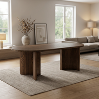 Moderner Luxuriöser Ovaler Esstisch mit Massivholz-Furnier Beinen und Tischplatte für Apartment & Hotel Heimgebrauch Möbel