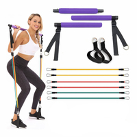 Barre d'exercice de Yoga réglable 150lb, barre de Pilates Portable avec bandes de résistance de différentes charges