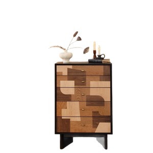 ตู้ลิ้นชักไม้เนื้อแข็งห้าชั้น ดีไซน์เก๋สำหรับเก็บของในห้องนั่งเล่นและห้องนอน - Product Image 5