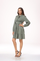 Robe chemise élégante robe femme confortable Poly manches longues robe tissée longueur genou jolies robes pour femmes