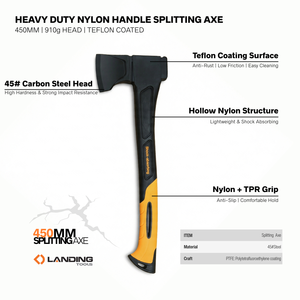 ขวานผ่าฟืนแบบ DIY รุ่น Landing 561043 ขนาด 450 มม. พร้อมหัวเหล็กคาร์บอนน้ำหนัก 910 กรัม และด้ามจับไนลอน+TPR สำหรับงานหนัก - Product Image 2