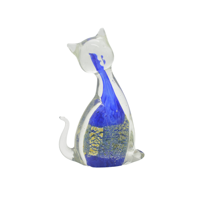 Murano Glass Cat Sculpture for Home Decor Gift Hand Blown Glass