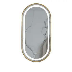 椭圆形金色框架浴镜家居和酒店装饰镜子