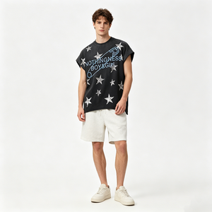 Débardeur de sport vintage lavé à double fil, coupe large et courte, personnalisé, pour le football et la course à pied, pour hommes et femmes - Product Image 1