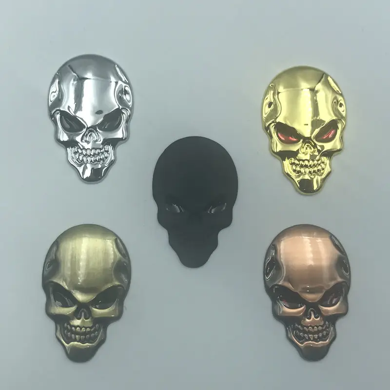 Cheap Metal car sticker personality skull shaped car body sticker 3D car stickers wholesales