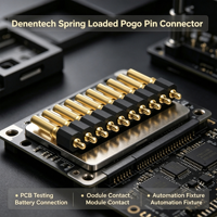 Connecteur Pogo Pin à ressort Denentech, pas de 2,00 mm, hauteur 2,5 mm, simple rangée, type à souder, connecteur mâle