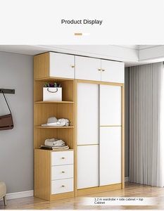 Armario Deslizable Portátil para Dormitorio, Ancho 100cm, Armario con Puerta Corredera para Dormitorio, Almacenamiento para Habitación <span class=keywords><strong>de</strong></span> <span class=keywords><strong>Alquiler</strong></span>, Armario <span class=keywords><strong>de</strong></span> Almacenamiento - Product Image 5