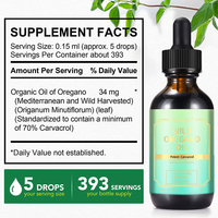 Huile d'origan sauvage liquide en gros, marque privée, halal, végétalienne, avec 70% de carvacrol, pour la santé intestinale et le soutien immunitaire