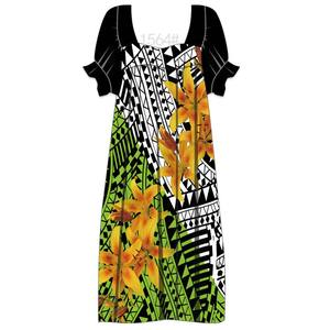 Tissu en polyester imprimé Hibiscus délicat sur <span class=keywords><strong>fond</strong></span> tribal audacieux <span class=keywords><strong>Henry</strong></span> Textile pour sarongs et robes mumu - Product Image 3