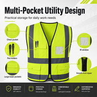 Vêtements de travail réfléchissants pour la construction, vêtements de travail sans manches haute visibilité, gilet de sécurité haute visibilité avec plusieurs poches, logo personnalisé pour hommes