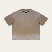 T-shirt décontracté ample à manches courtes pour homme, style rétro américain, motif cheval vaporisé, coupe carrée, 100 % coton lavé, collection été 2026